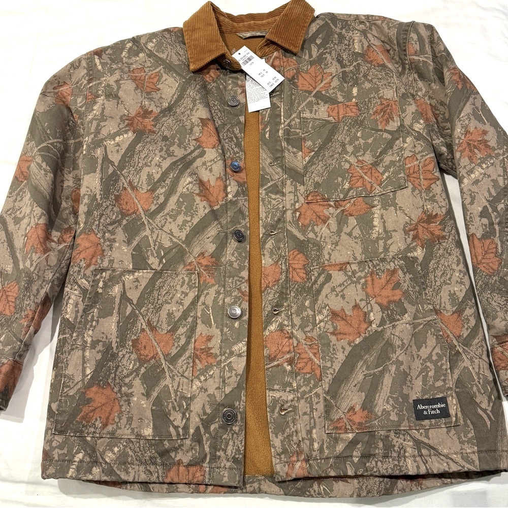 Abercrombie Kids NWT Boys Camo Jacket 15/16 with corduroy collar